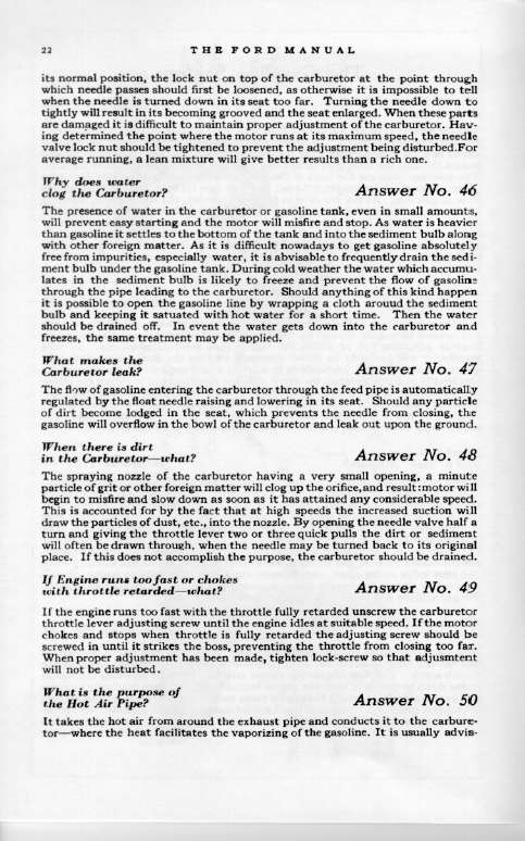 1925 Ford Owners Manual Page 22